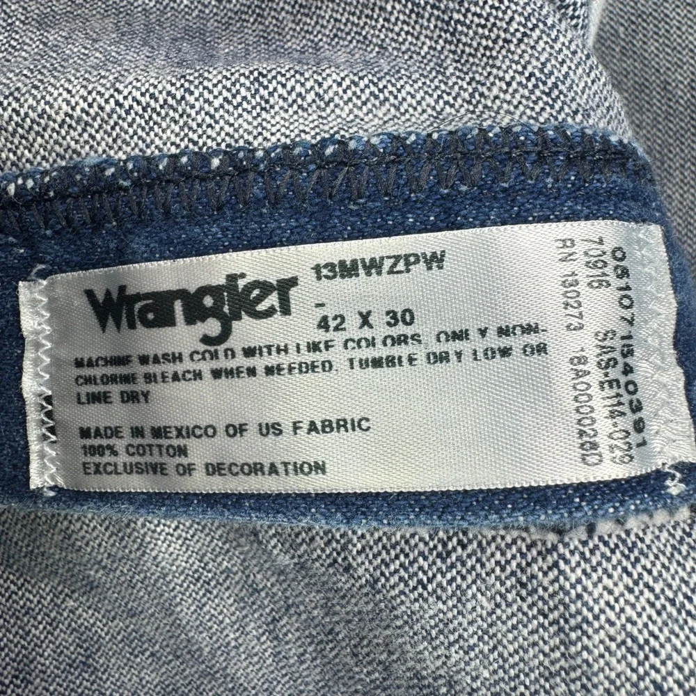 Wrangler Cowboy Cut Jeans Mens 42x30‎ Blue 13MWZPW Original Fit Western Denim